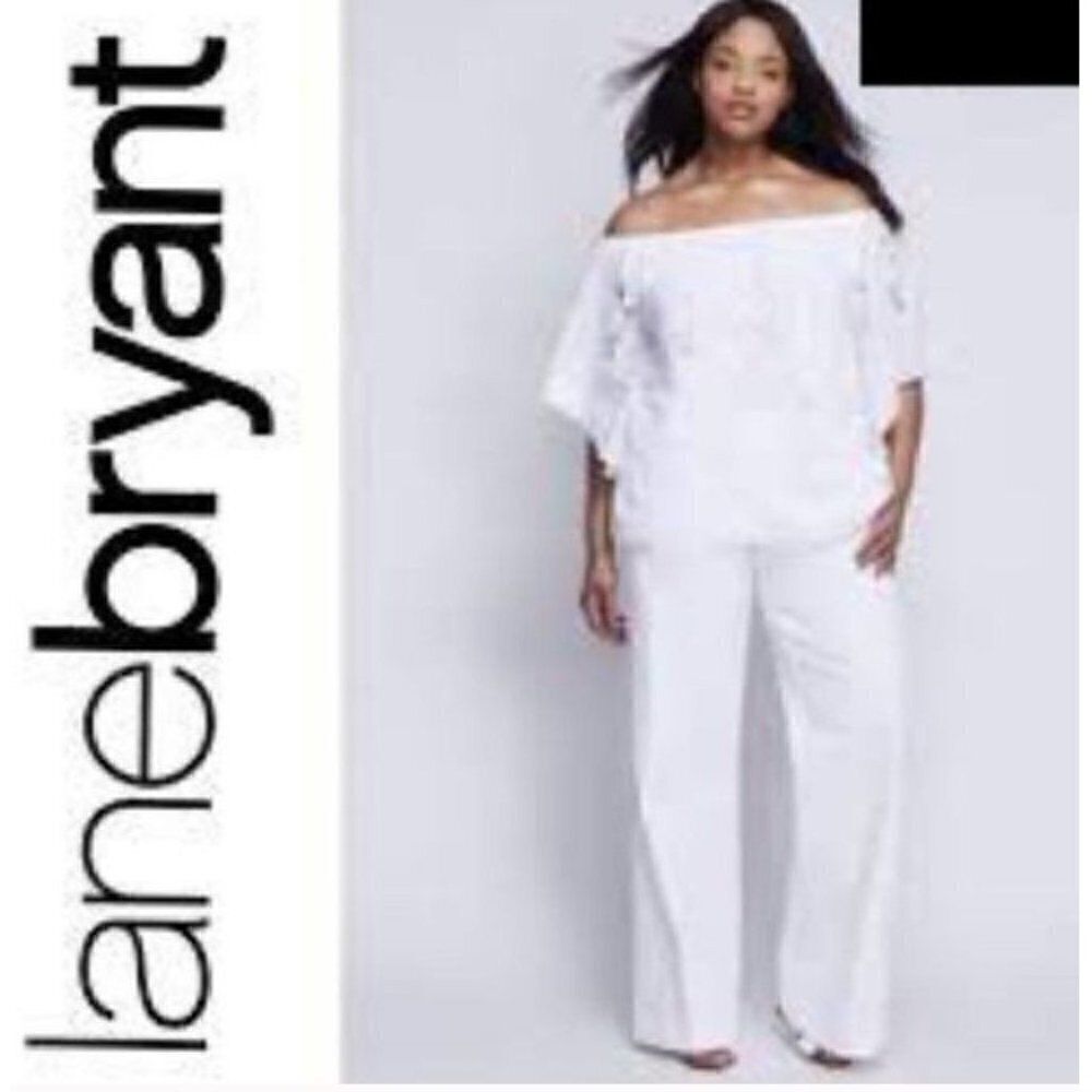 𝅺NEW Lane Bryant 22/24 White Off Shoulder Blouse Eyelet Lace